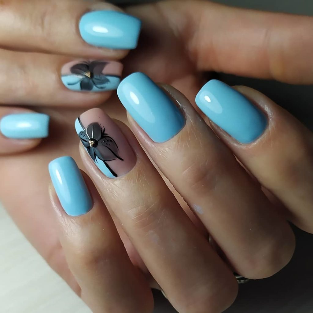 Ногти Голубые Фото Дизайн Квадратные
