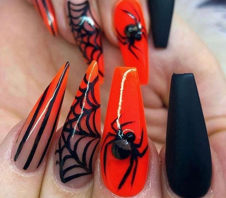 маникюр на хэллоуин на длинные ногти