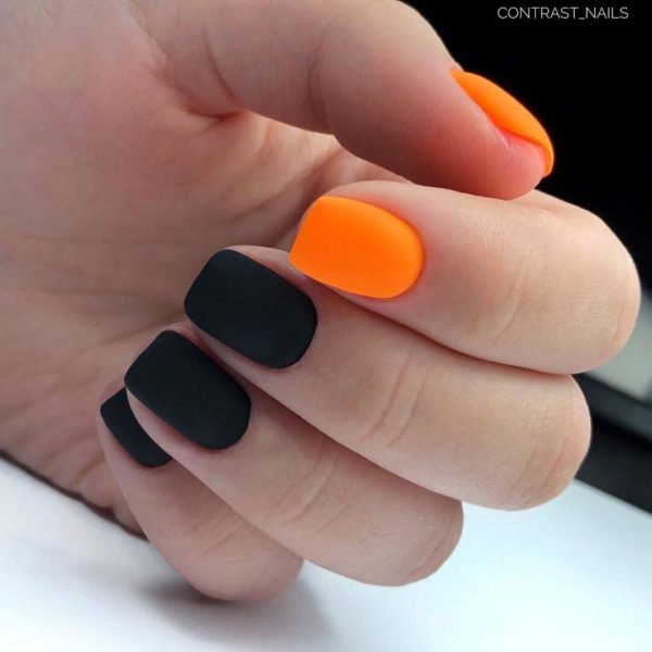 оранжево-черный маникюр
