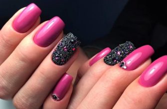 Дизайн ногтей черный с розовым