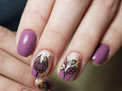 Идеи модного маникюра в лиловом цвете