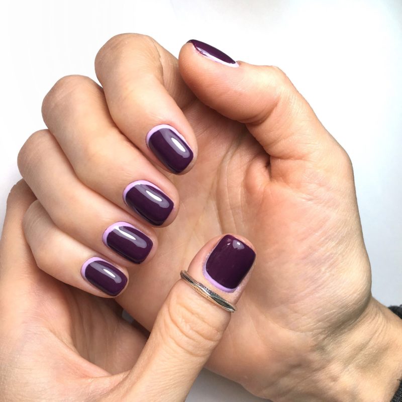Обратный фиолетово-сиреневый френч